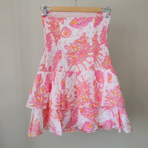 Lilly Pulitzer Conch Strapless Tiered Dress Small - Picture 10 of 16